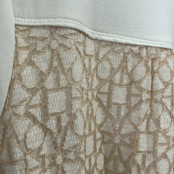 LOGO Lounge by Lori Goldstein Zip Front Cardigan with Lace Back in Ivory - L - Picture 3 of 9